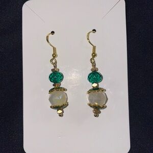 Elegant Gold and Green Dangle Earrings